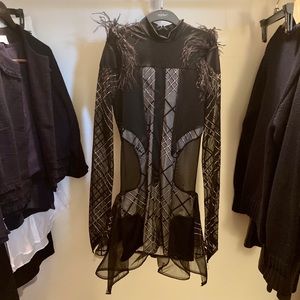 Dancing/ice skating black and glitter mesh costume